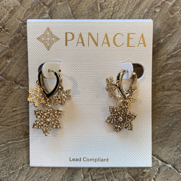 Panacea Hoop Huggie Snowflake Gold Earrings NWT - Picture 12 of 13